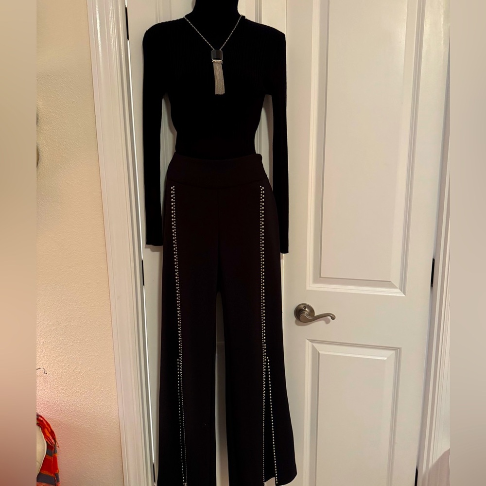 INC black studded split front hem size 2